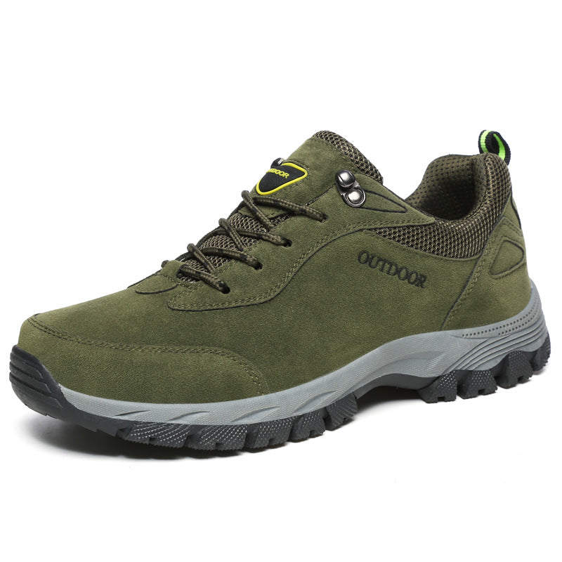 Men's Casual Leather Low Cut Lace-Up Hiking Shoes