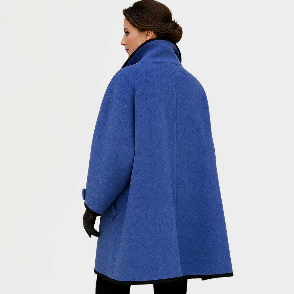 Women's Elegant Wool Shawl Collar Trench Coat with Long Sleeve Swing