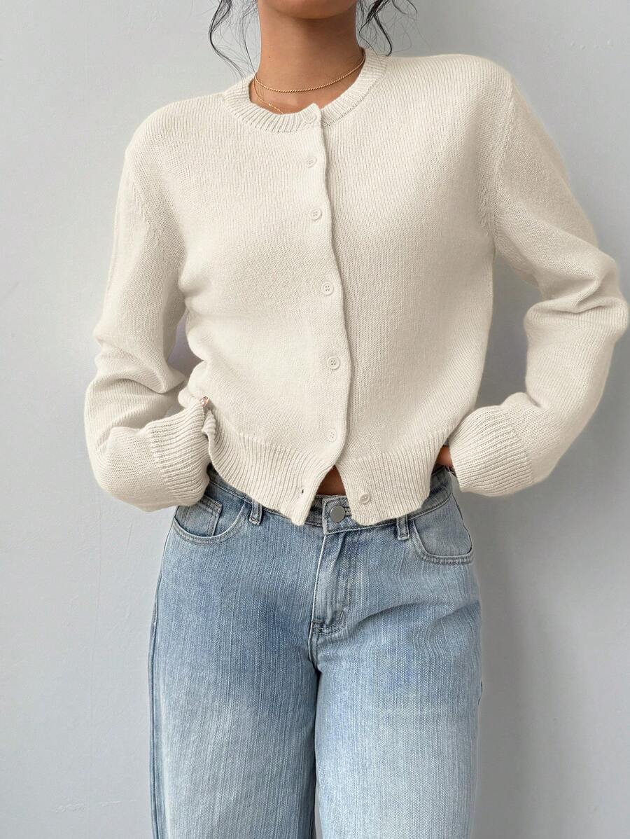 Women's Casual Cropped Knit Cardigan