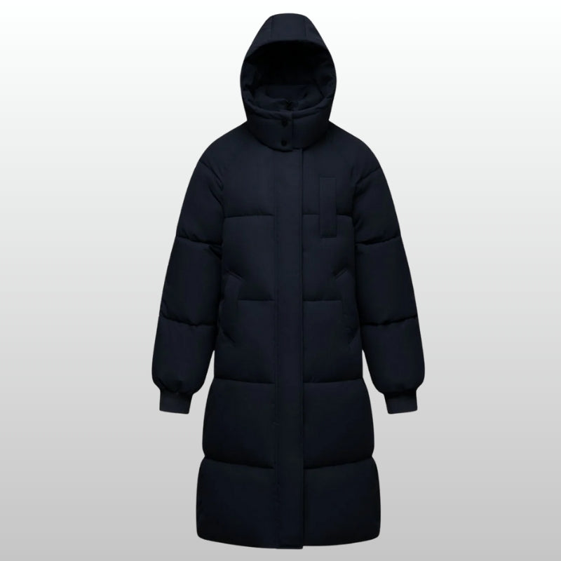 Women's Warm Quilted Insulated Long Hooded Puffer Coat with Belt