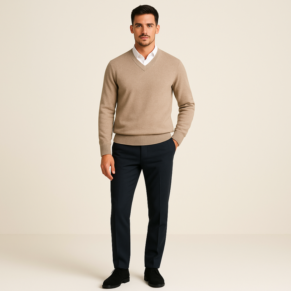 Men's Classic V-Neck Cotton Sweater