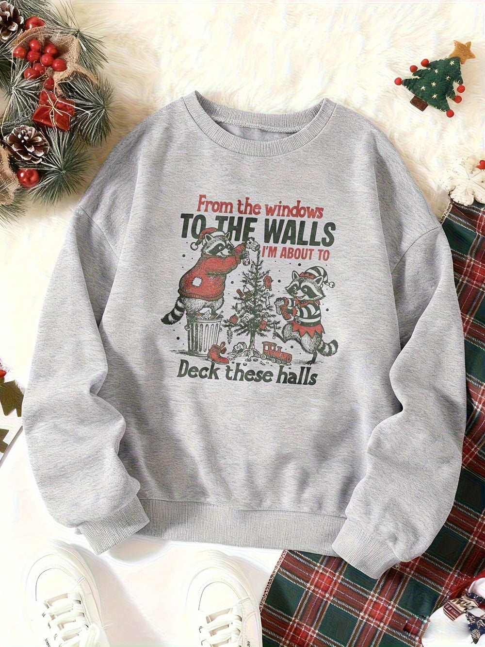 Women's Comfortable Oversized Crew Neck Graphic Print Sweater