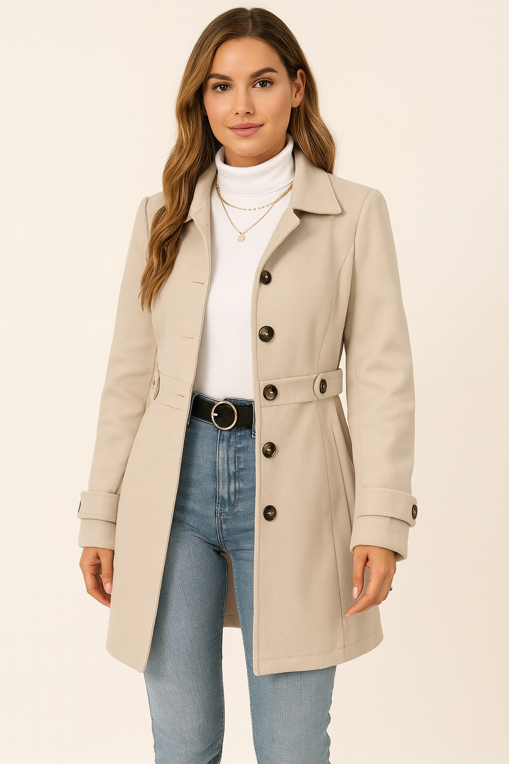 Women's Tailored Cotton Blend Trench Coat