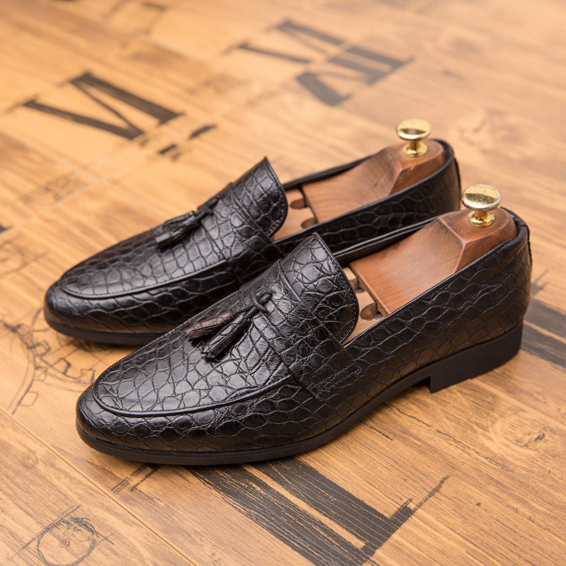 Men's Stylish Croc-Embossed Woven Tassel Loafers