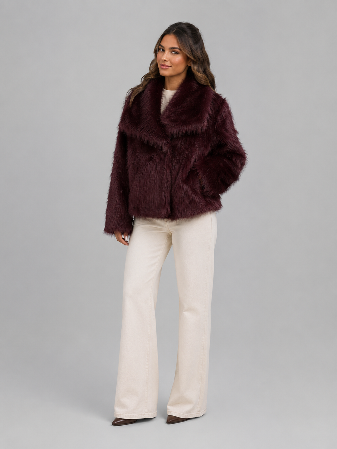 Women's Casual Faux Fur Cropped Jacket