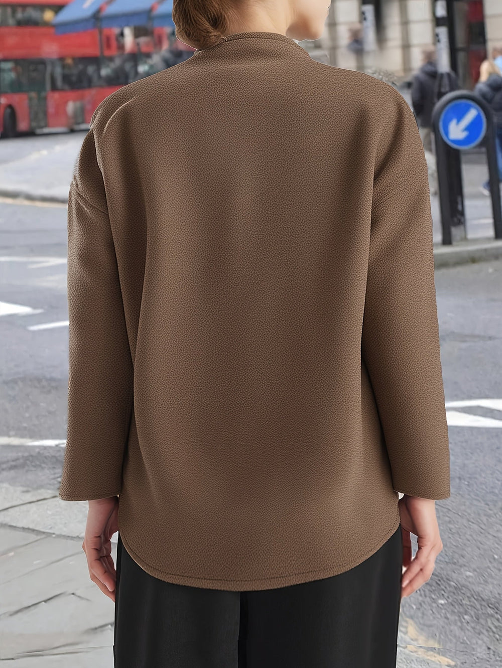 Women's Elegant Wool Double Breasted Oversized Pea Coat