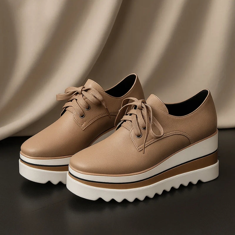 Women's Chic Lace-Up Platform Sneakers with Low Top Design