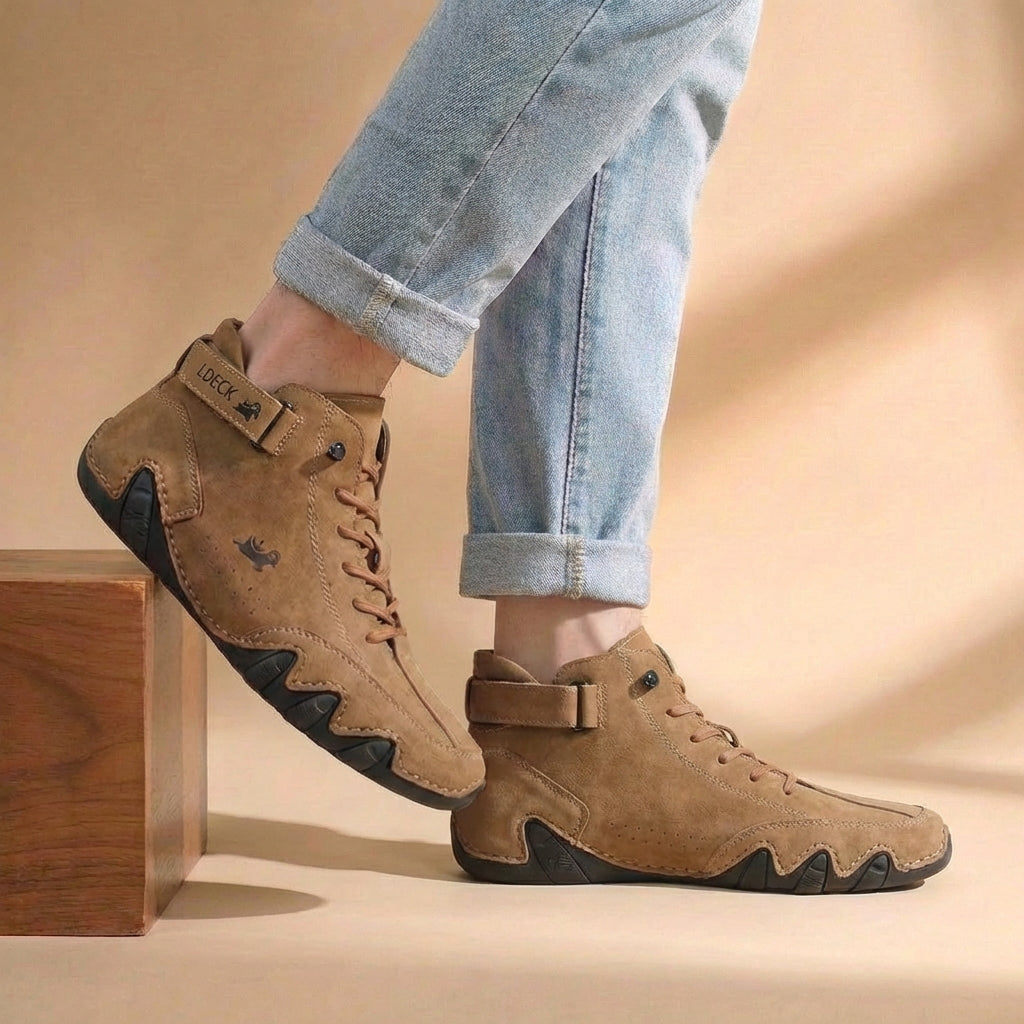 Men's Casual Lace-Up High Top Trainers with Contrast Sole