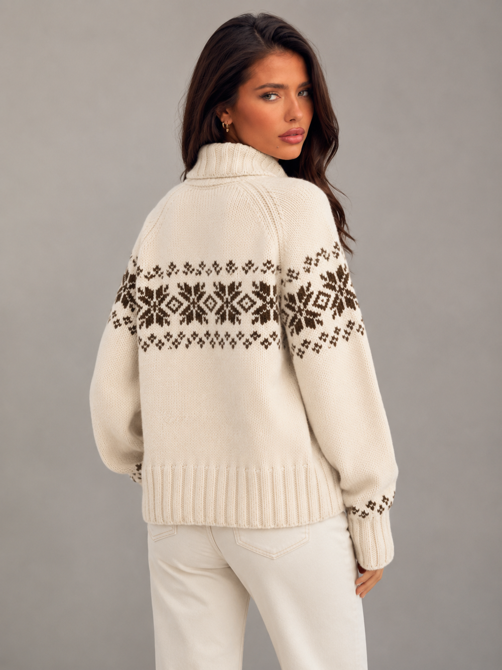 Women's Casual Zip Knit Wool Blend Cardigan