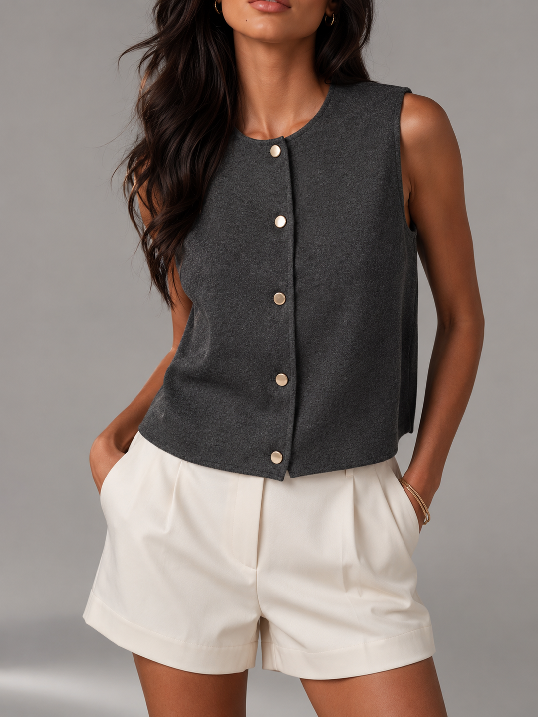 Women's Casual Knit Button Front Vest