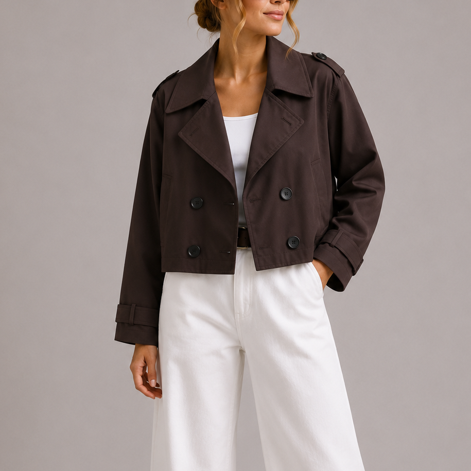Women's Oversized Double Breasted Cropped Trench Coat