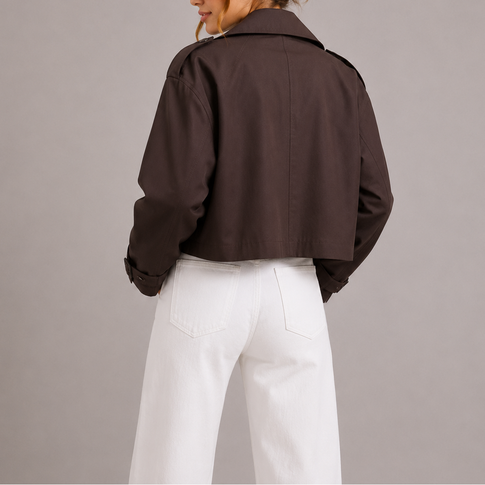 Women's Classic Lightweight Cropped Trench Coat