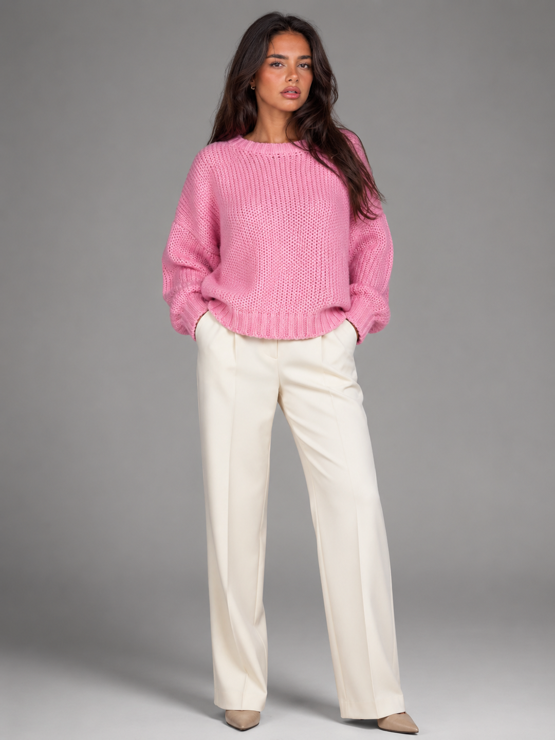 Women's Casual Chunky Knit Oversized Crewneck Sweater