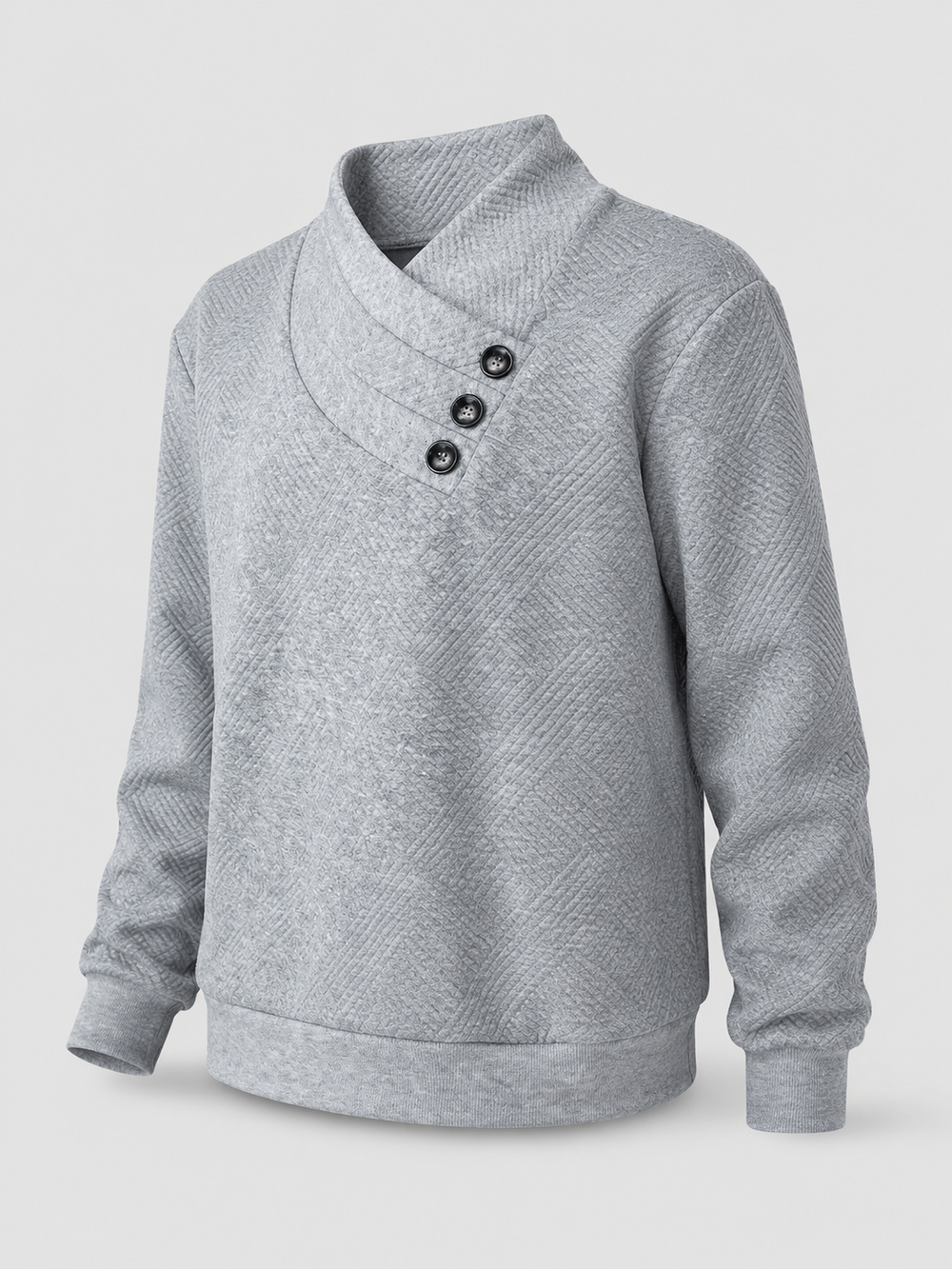 Women's Classic Textured Shawl Collar Button Sweater