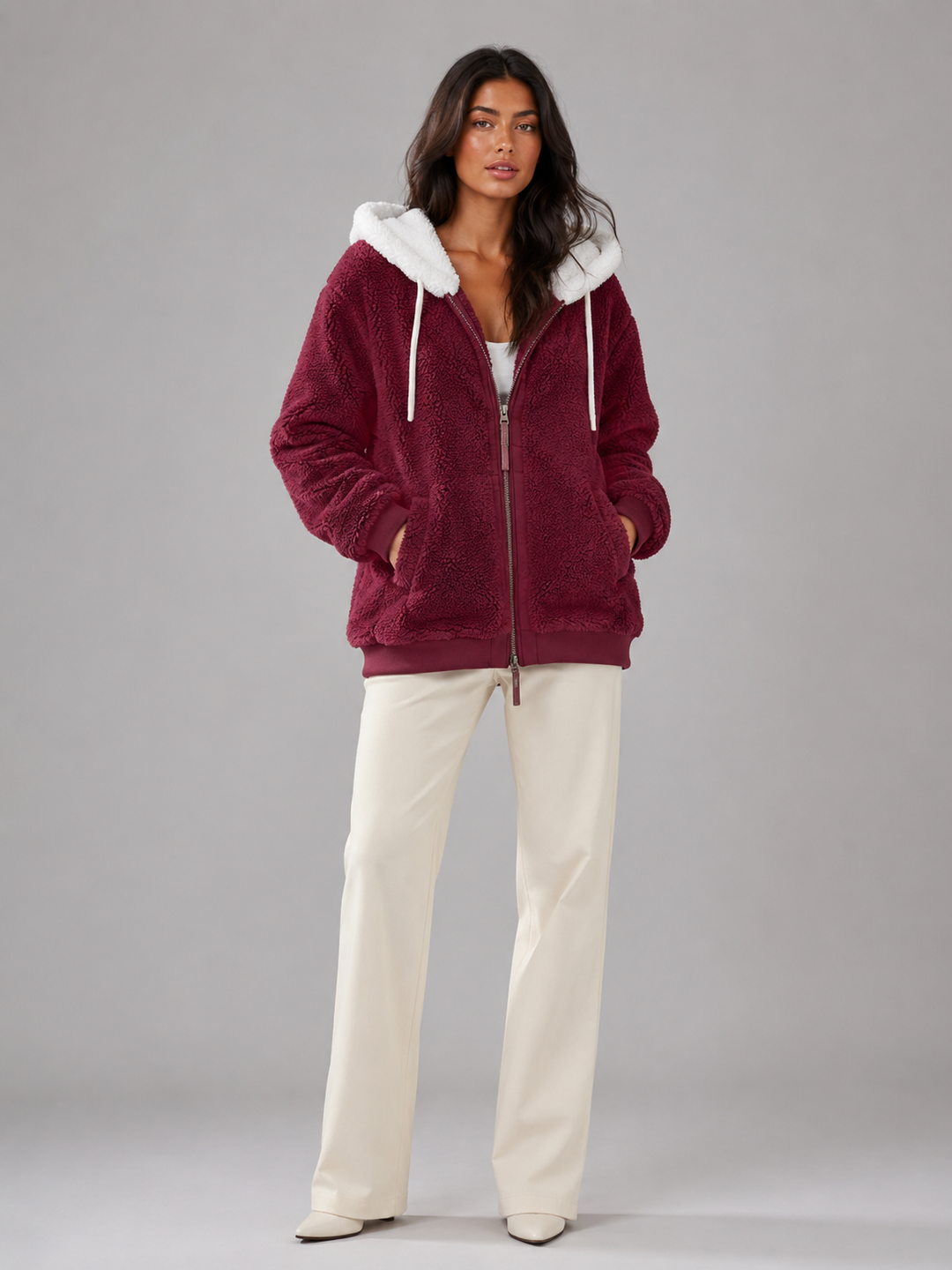 Women's Casual Sherpa-Lined Hooded Puffer Jacket