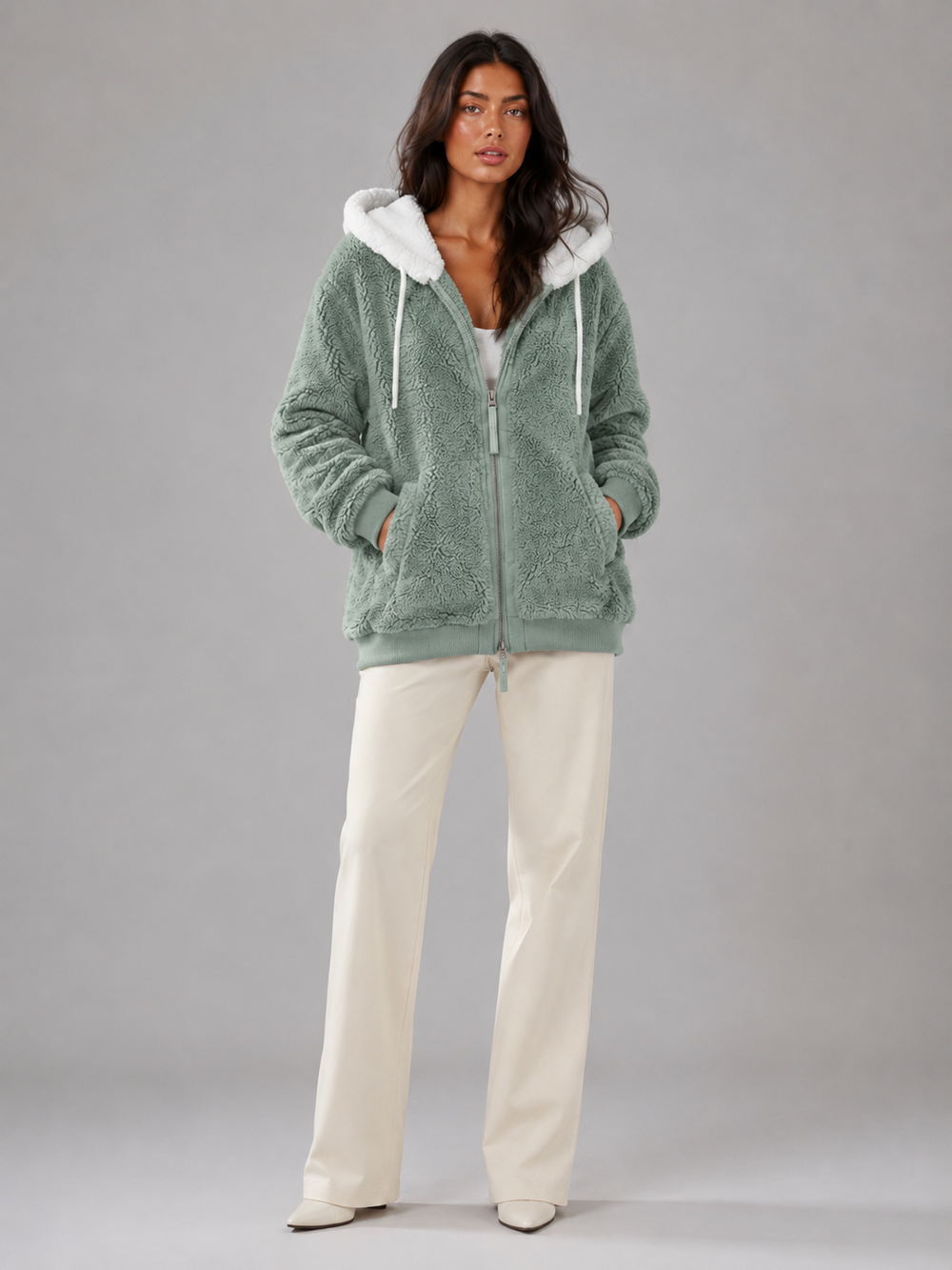 Women's Casual Sherpa-Lined Hooded Puffer Jacket