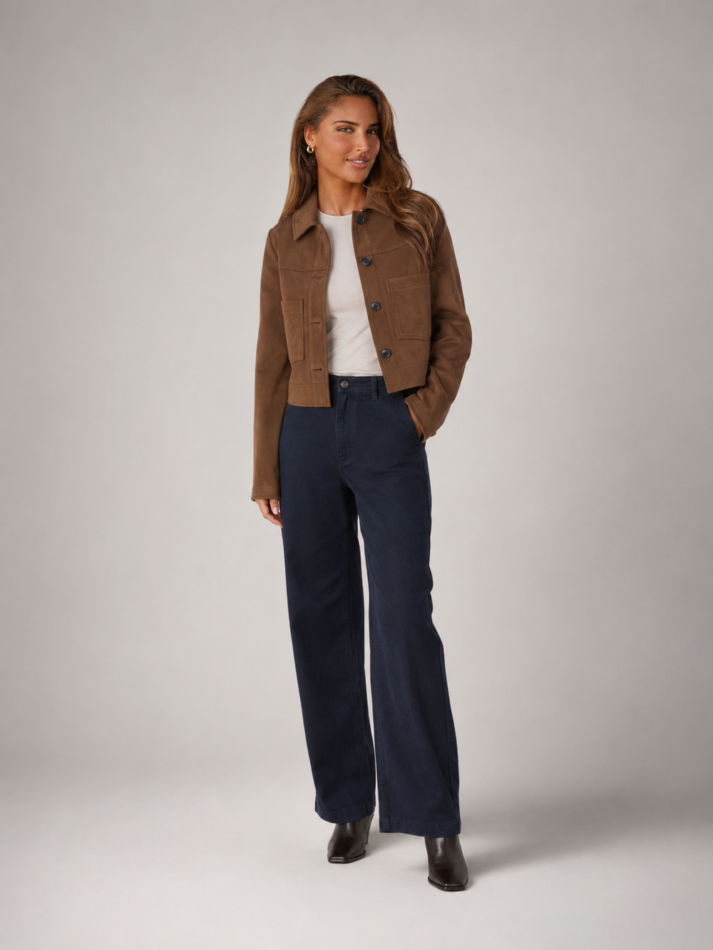 Women's Tailored Wool Blend Single-Breasted Blazer