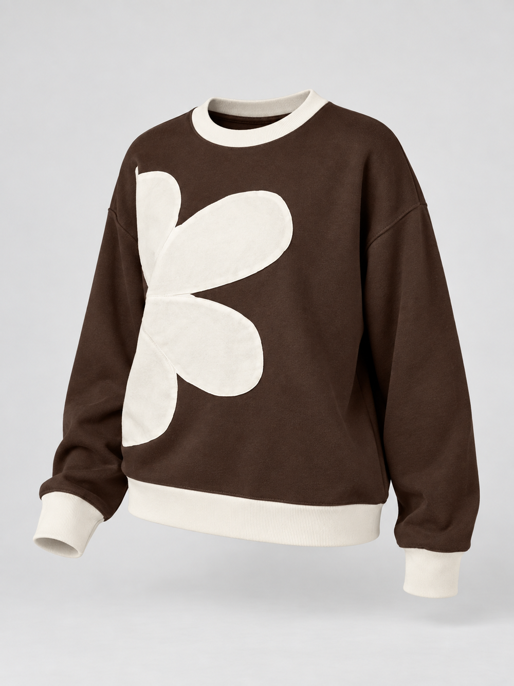 Women's Casual Cotton Drop Shoulder Sweatshirt with Raw Edge