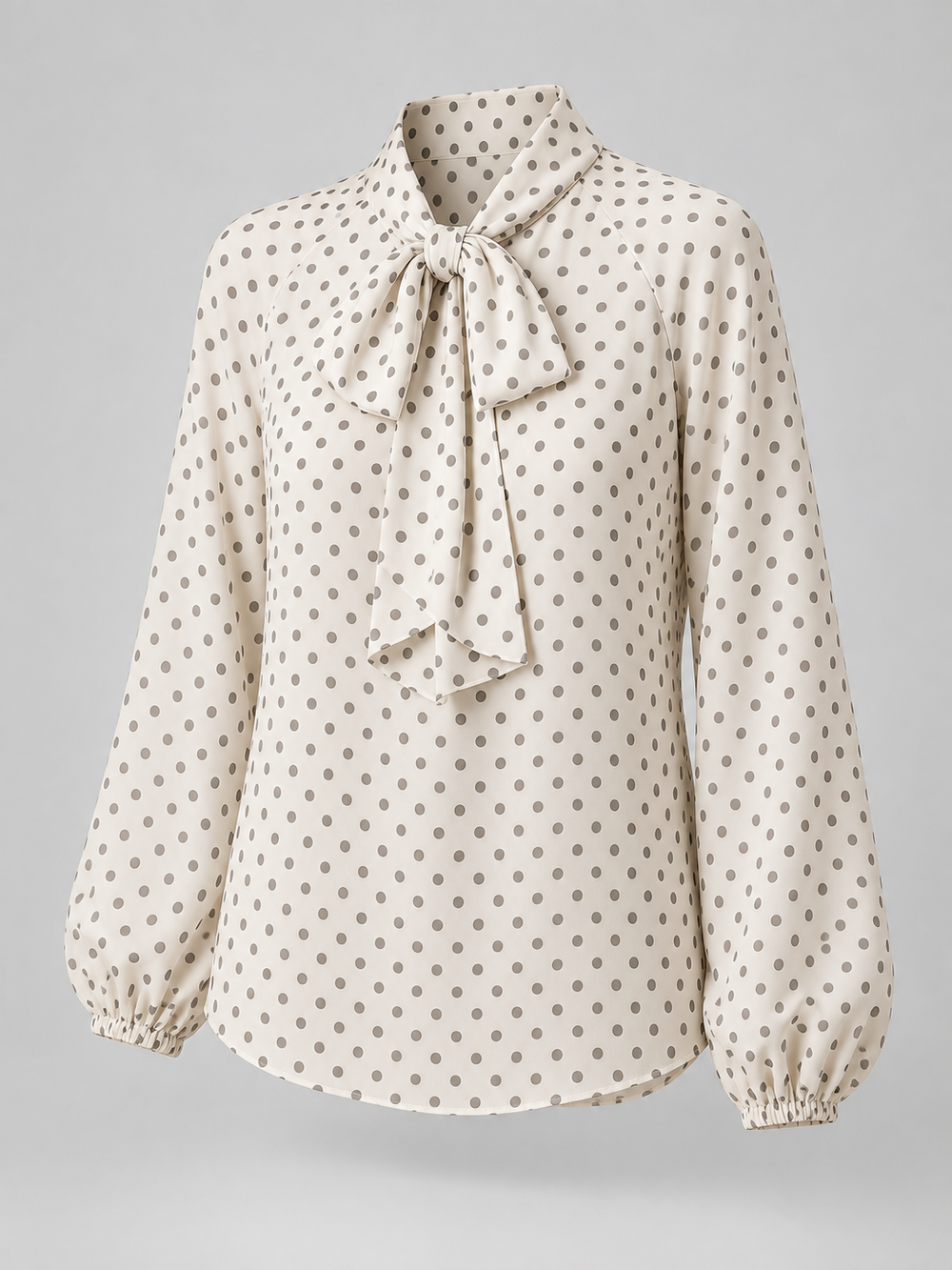 Women's Classic Polka Dot Tie Neck Blouse