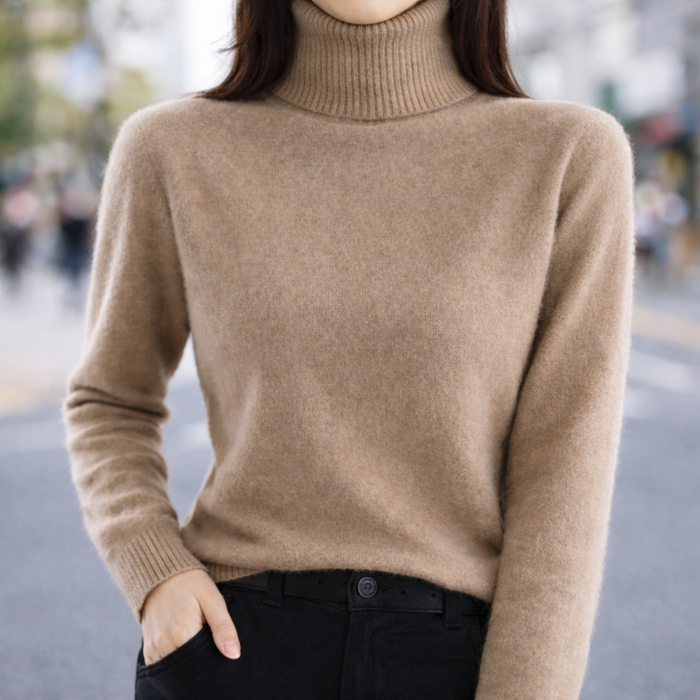 Women's Comfortable Ribbed Knit Fitted Turtleneck Sweater