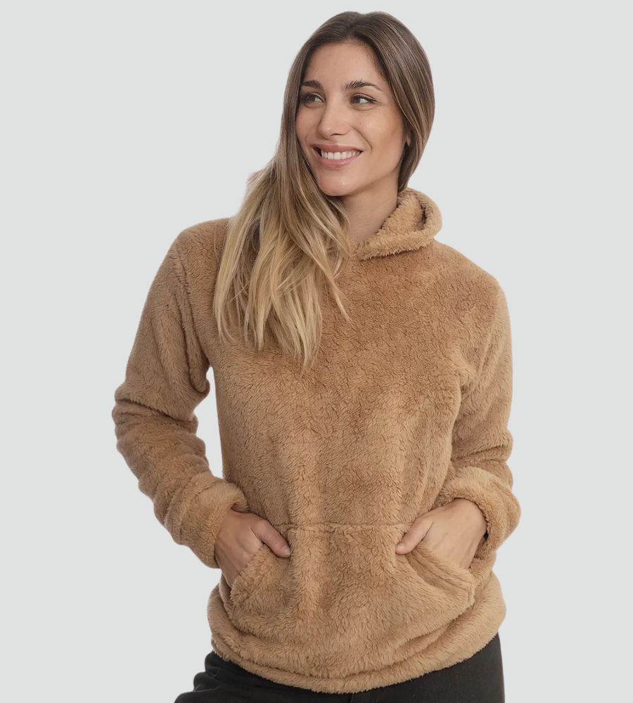 Women's Oversized Sherpa Fleece Hoodie with Drawstring Hood