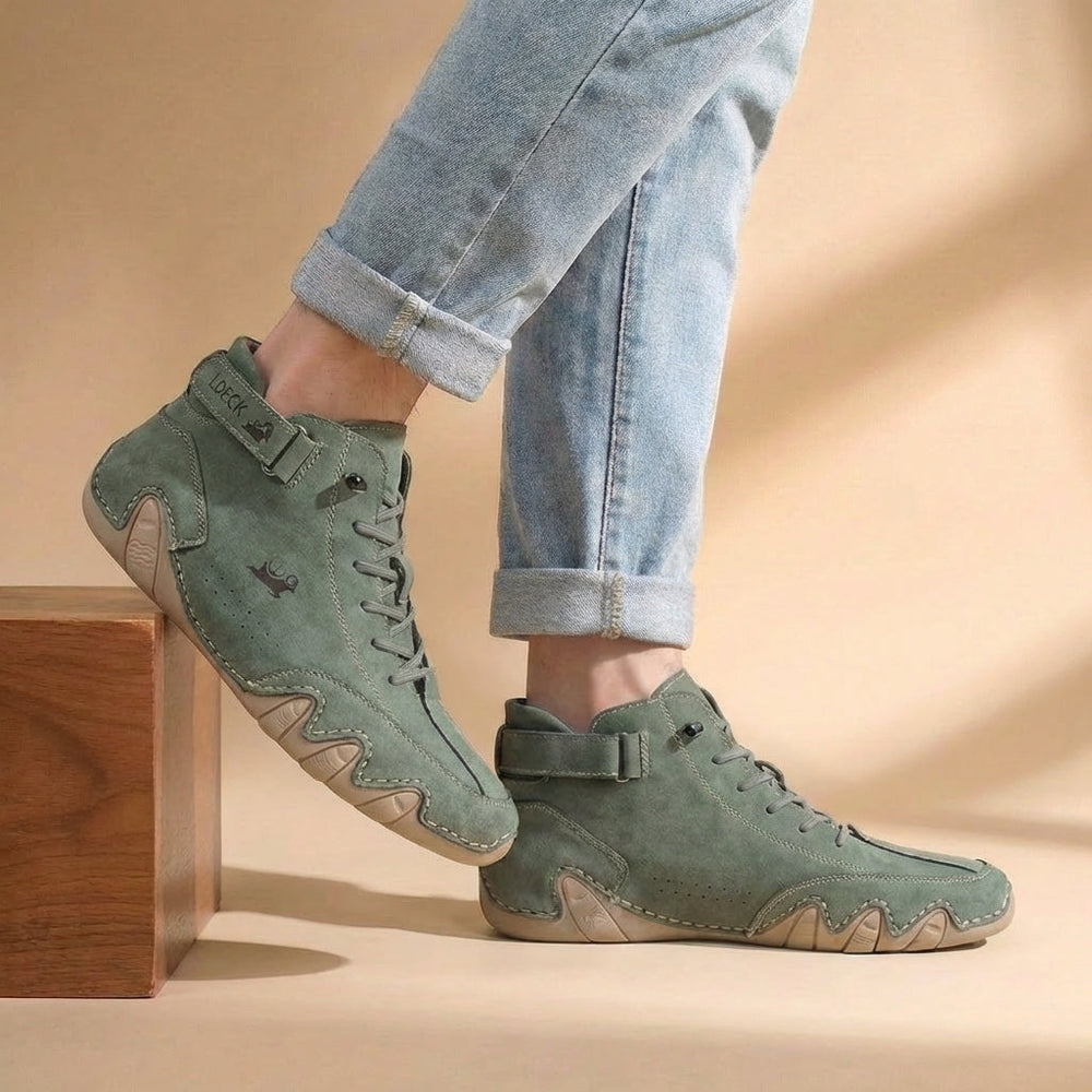 Men's Casual Lace-Up High Top Trainers with Contrast Sole