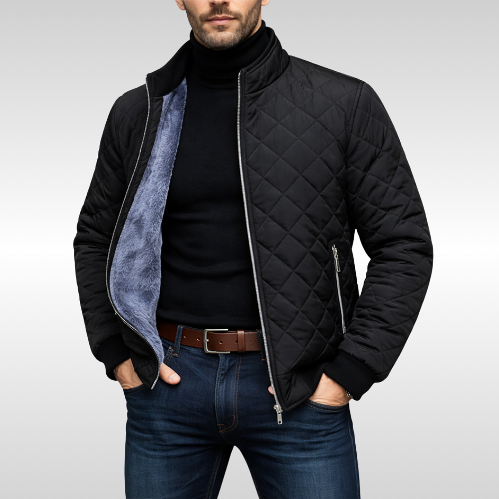 Men's Classic Quilted Fleece-Lined Bomber Jacket
