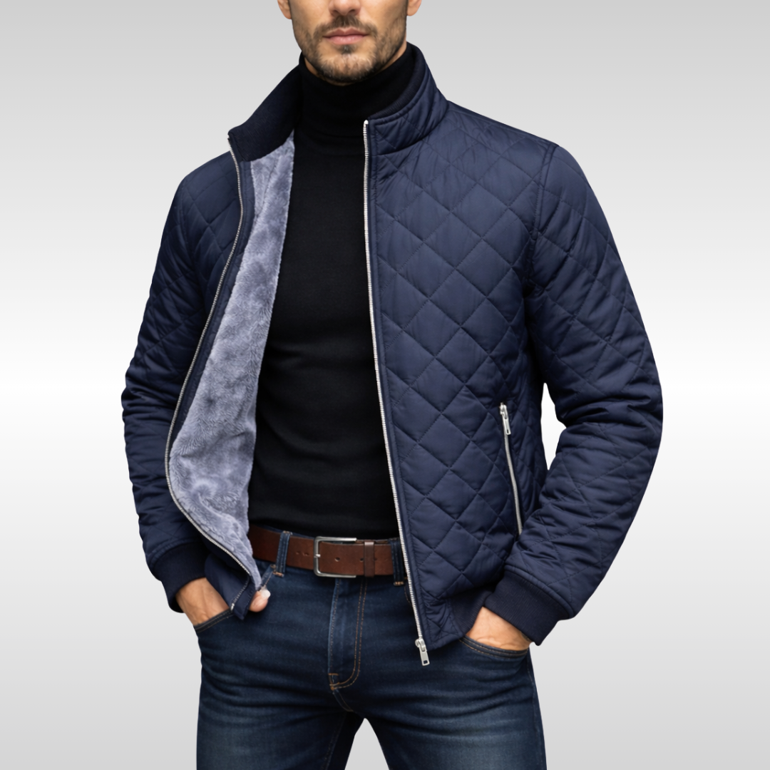 Men's Classic Quilted Fleece-Lined Bomber Jacket