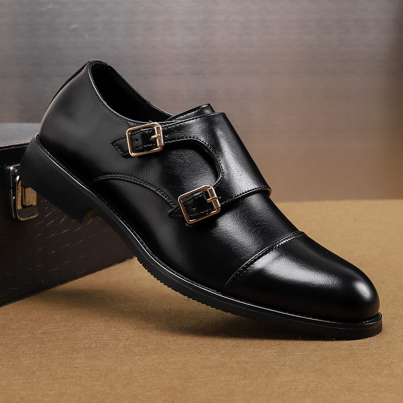 Men's Classic Leather Double Monk Strap Shoes
