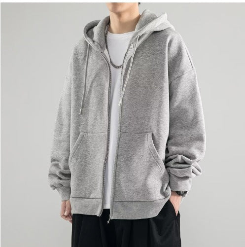 Men's Casual Oversized Cotton Zip-Up Hoodie