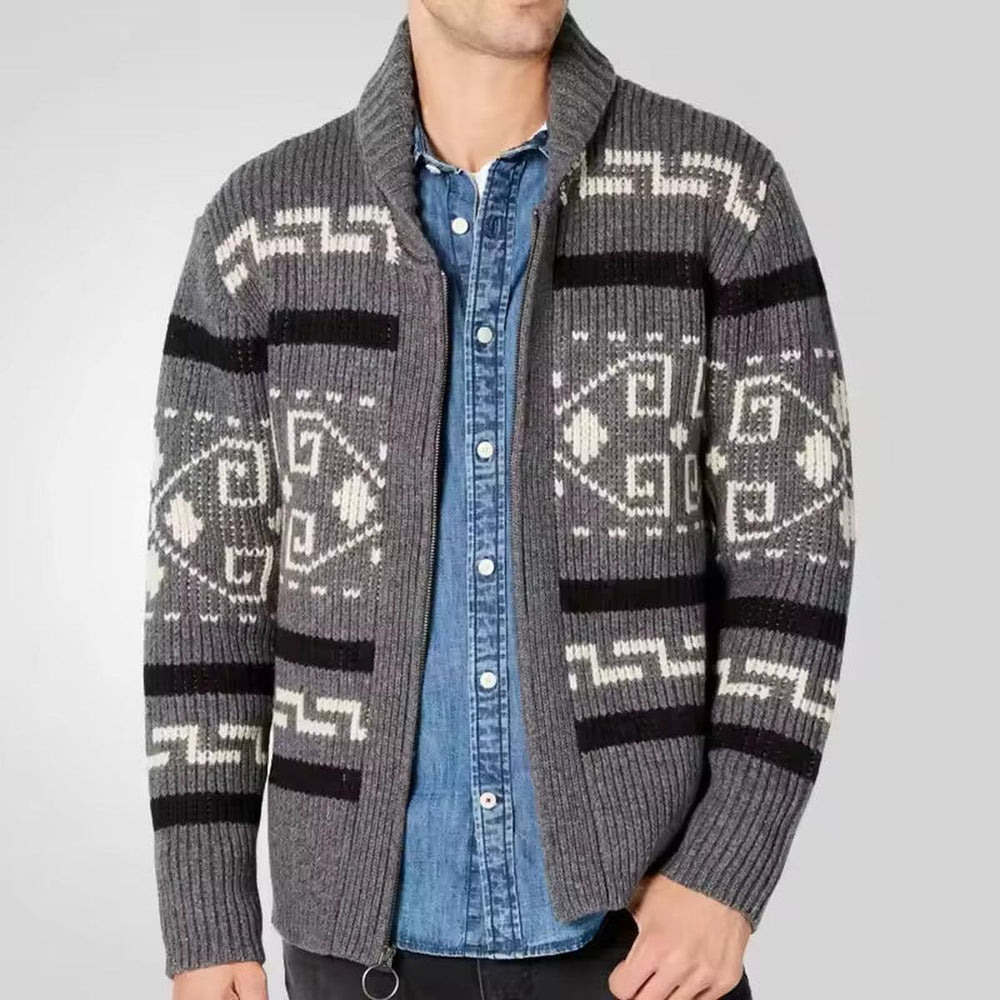 Men's Classic Wool Blend Zip-Front Cardigan