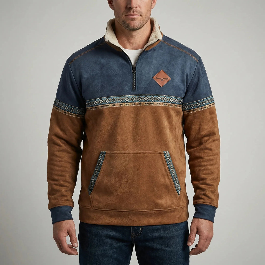 Men's Casual Fleece Lined Mock Neck Quarter Zip Sweater