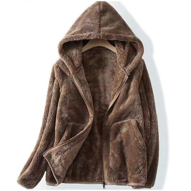 Women's Relaxed Sherpa Fleece Hooded Zip-Up Hoodie