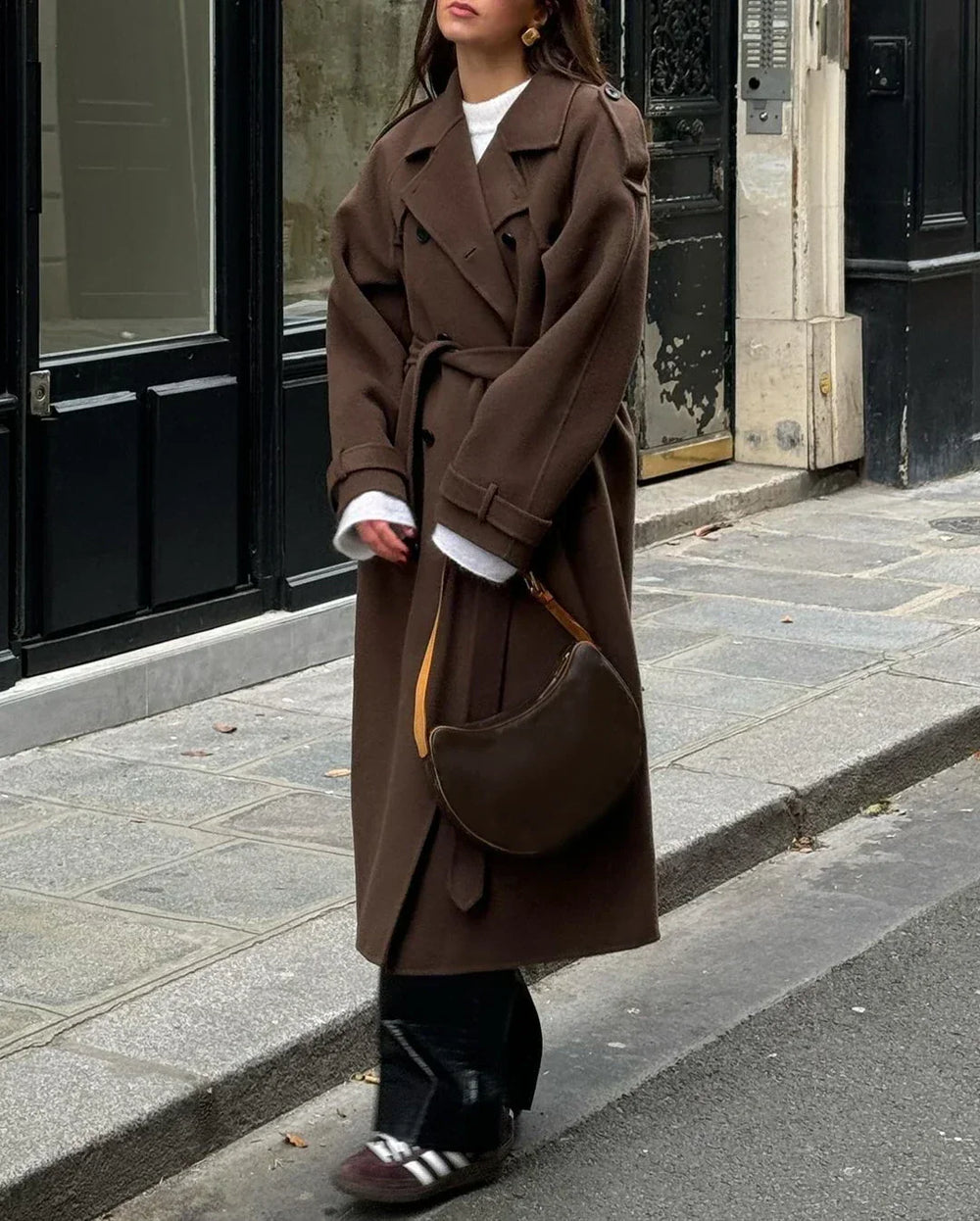 Women's Cozy Wool Double Breasted Oversized Trench Coat