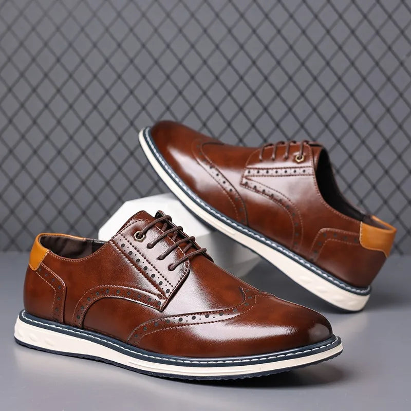 Men's Classic Leather Brogue Oxford Shoes
