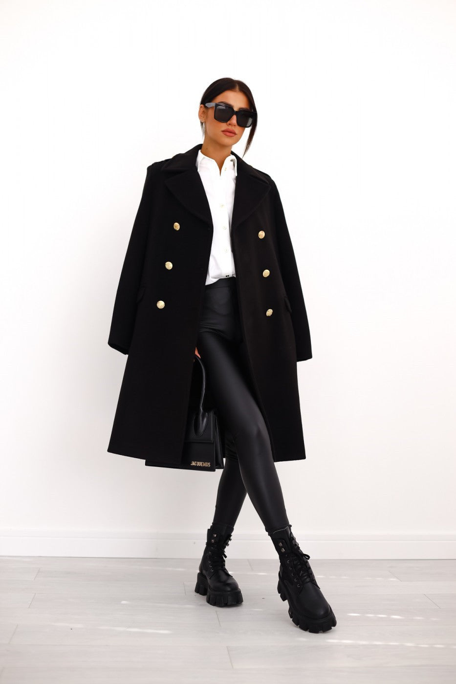 Women's Classic Wool Blend Double-Breasted Long Coat