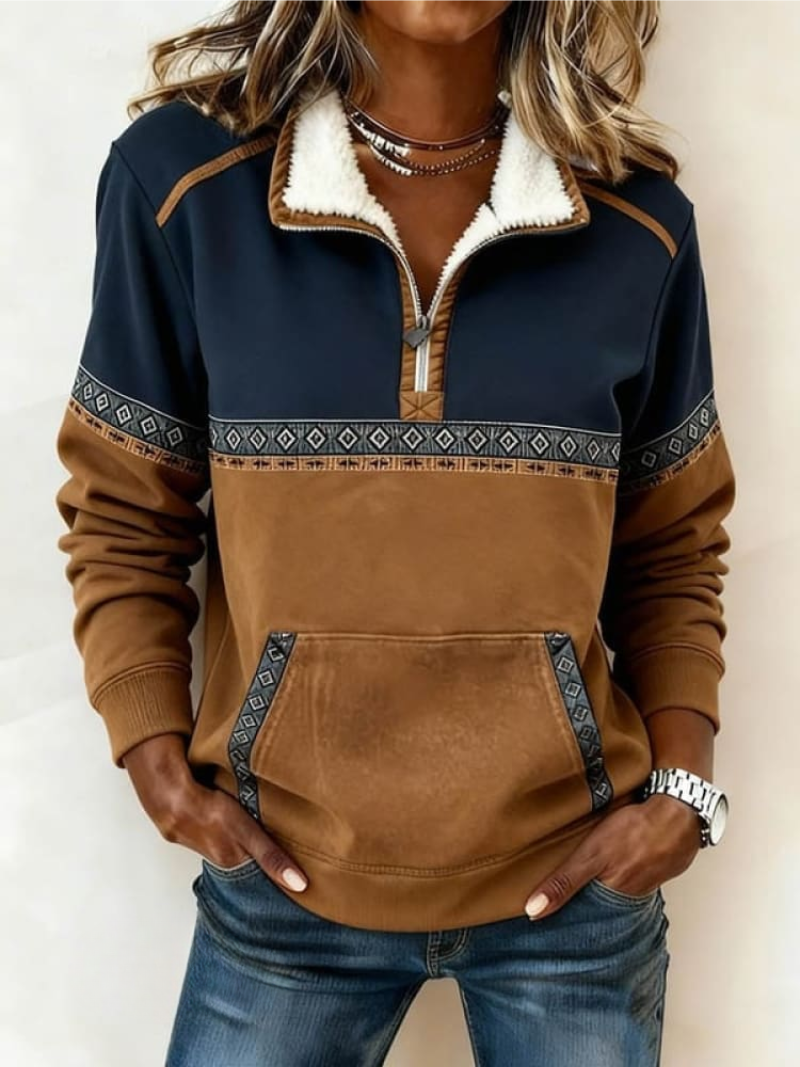 Women's Classic Sherpa Fair Isle Quarter Zip Jumper