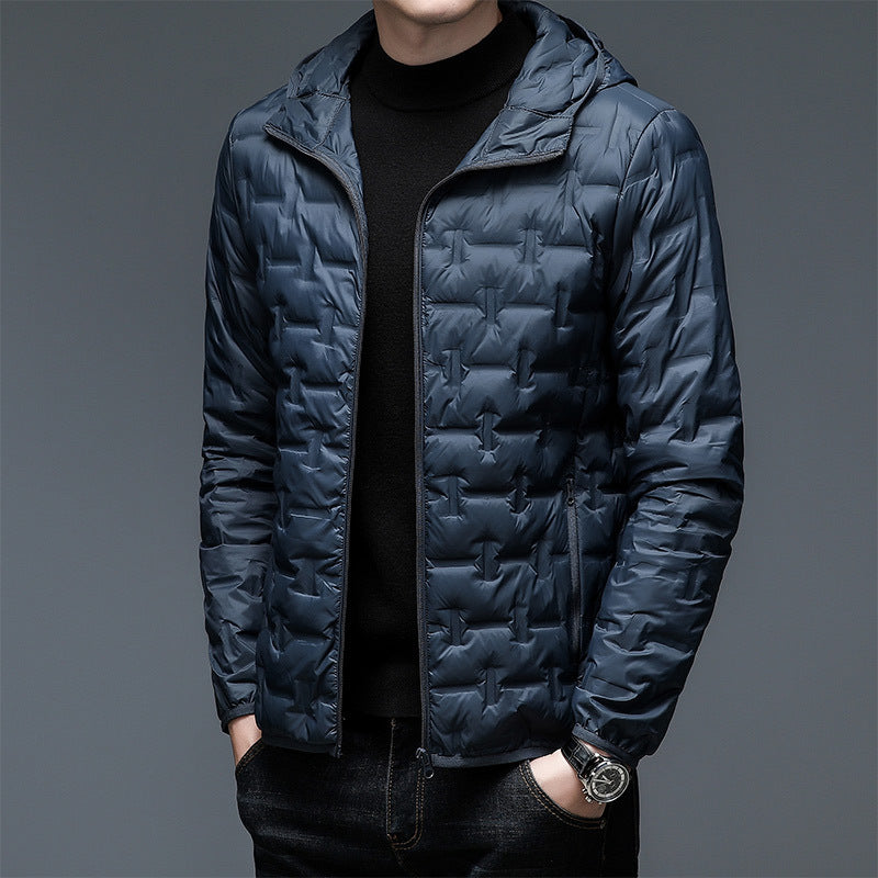 Men's Casual Quilted Down Long Sleeve Hooded Jacket