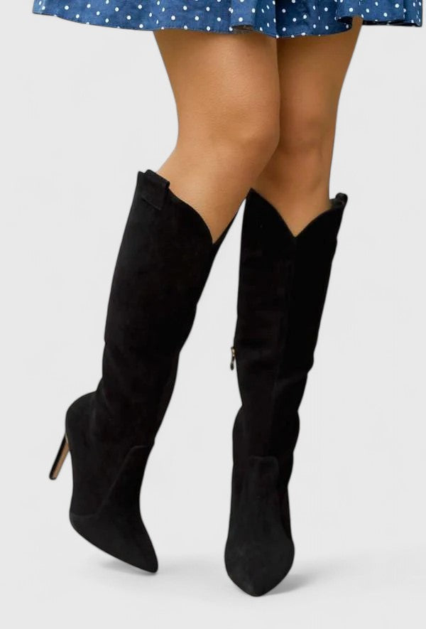 Women's Chic Leather Knee High Pointed Toe Stiletto Boots