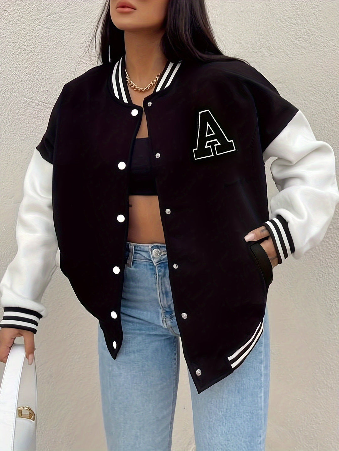 Women's Oversized Varsity Bomber Jacket