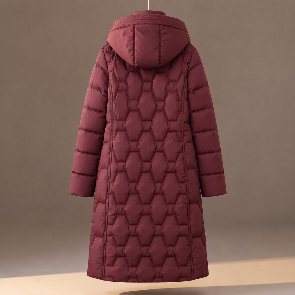 Women's Cozy Quilted Longline Puffer Jacket with Hooded Collar
