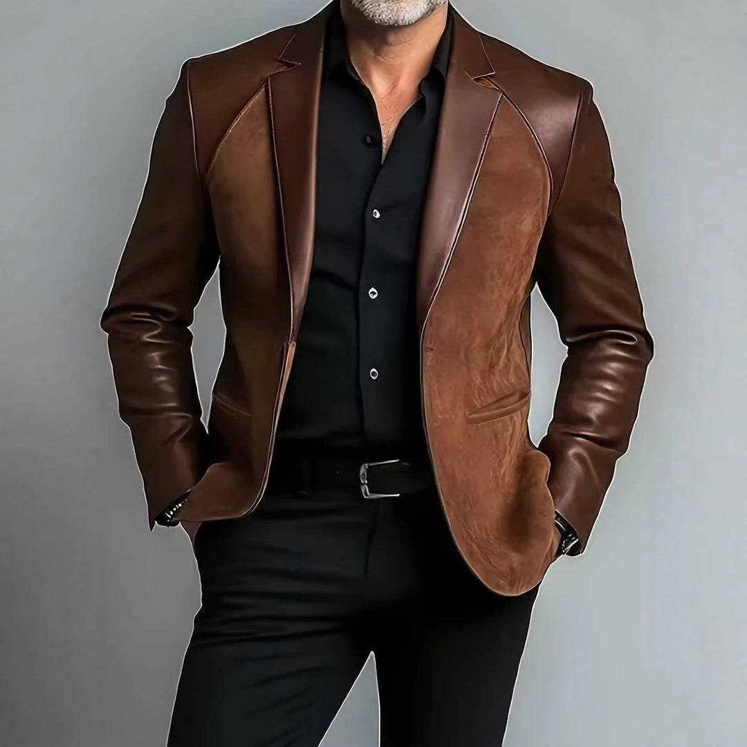 Men's Classic Contrast Panel Single-Breasted Blazer
