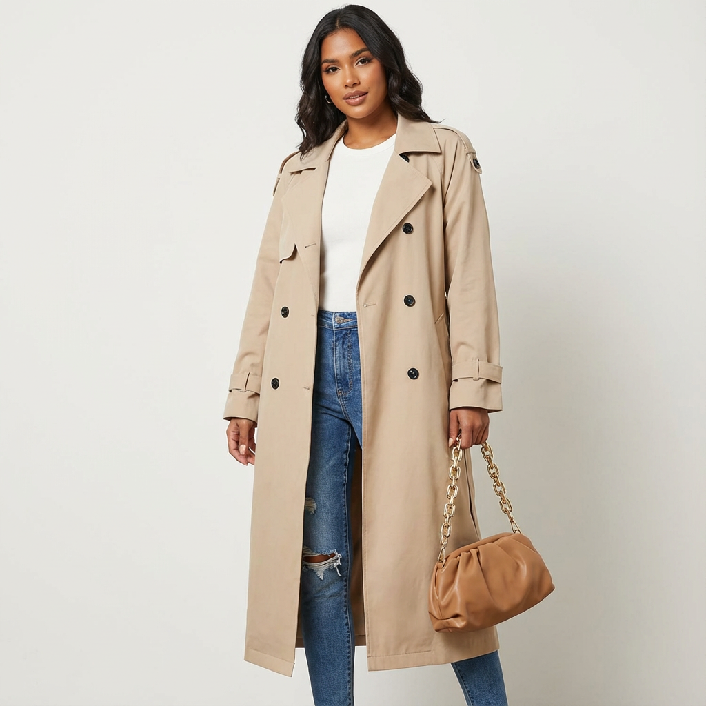 Women's Classic Double Breasted Wool Trench Coat