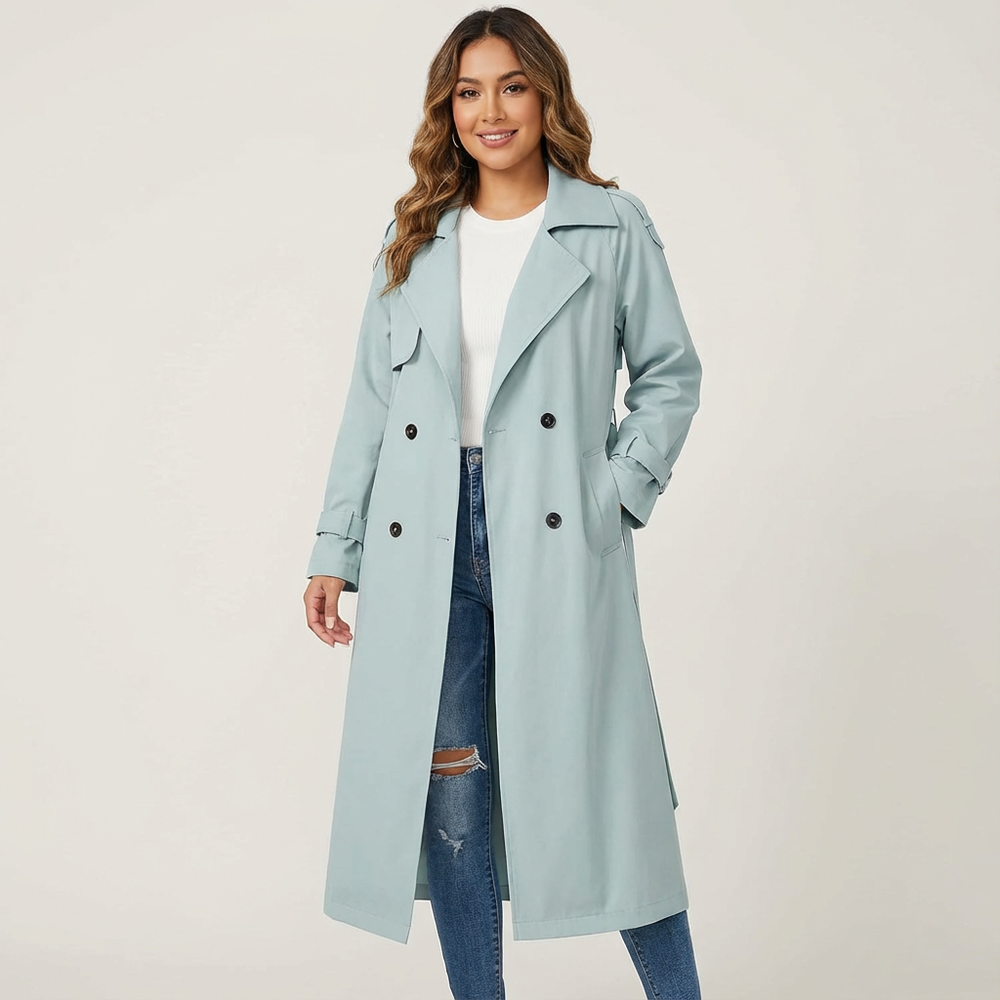 Women's Classic Double Breasted Wool Trench Coat