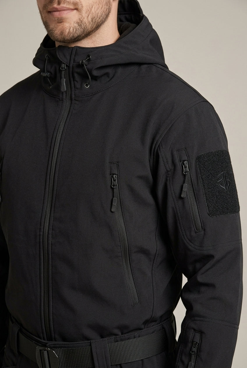 Men's Casual Softshell Hooded Jacket and Zip Pocket Trousers Set
