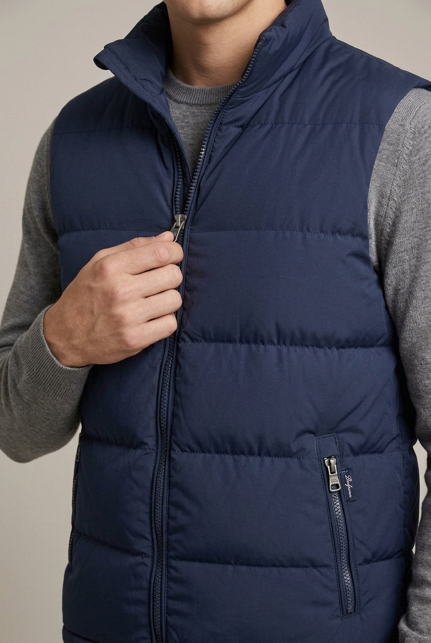 Men's Casual Quilted Padded Sleeveless Vest with Stand Collar