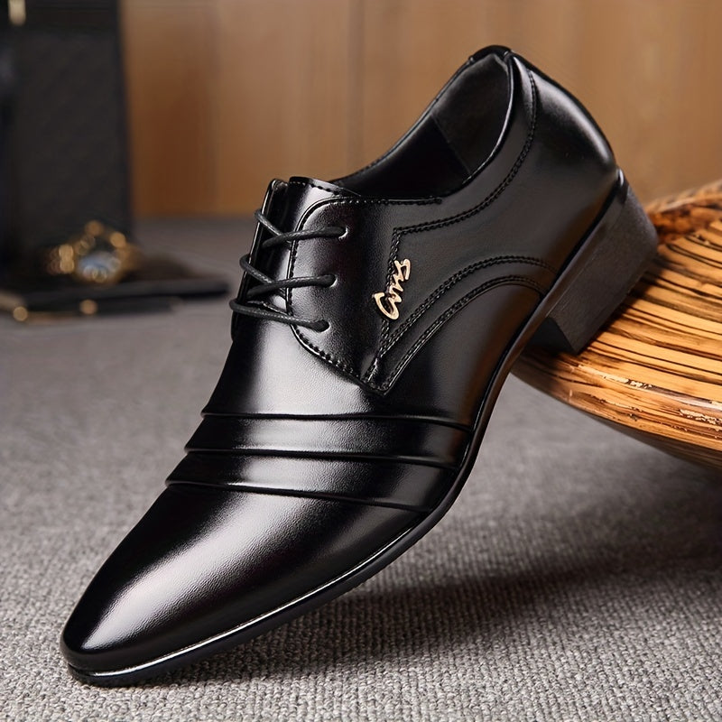 Men's Stylish Patent Leather Pointed Toe Derby Shoes