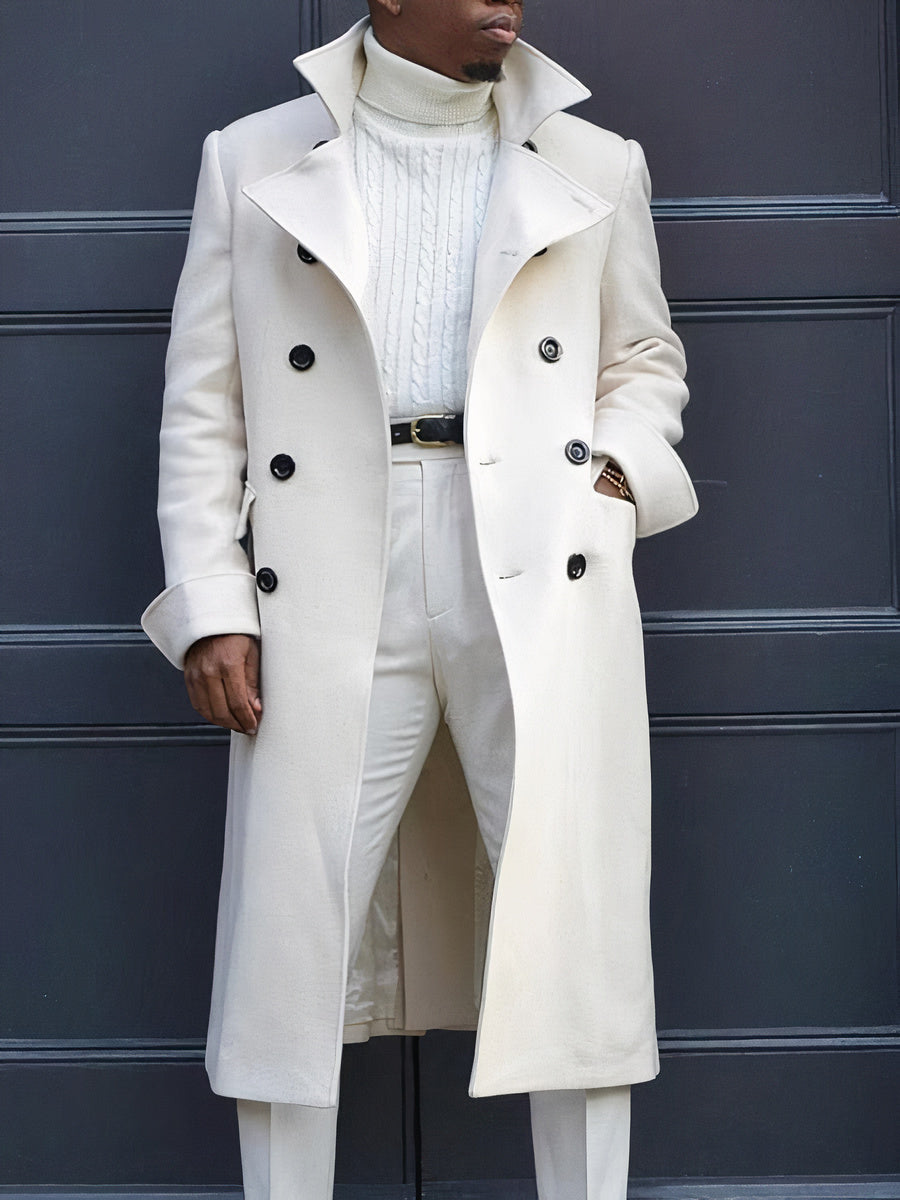 Men's Classic Double Breasted Wool Trench Coat