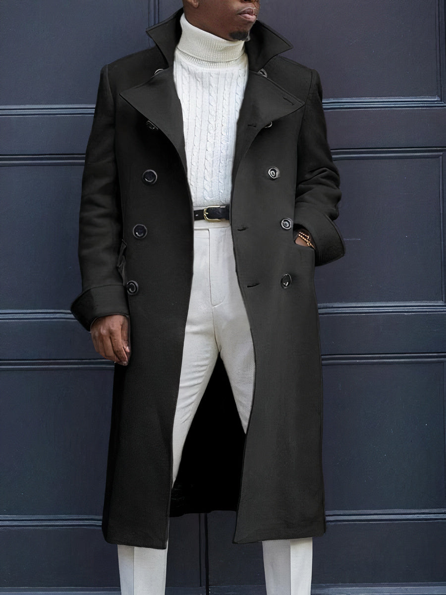 Men's Classic Double Breasted Wool Trench Coat