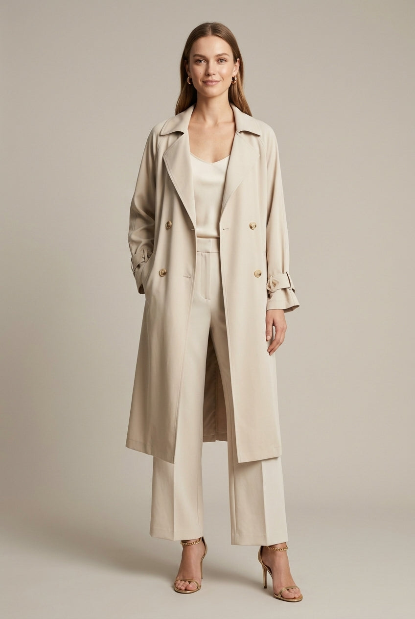 Women's Oversized Cotton Blend Trench Coat